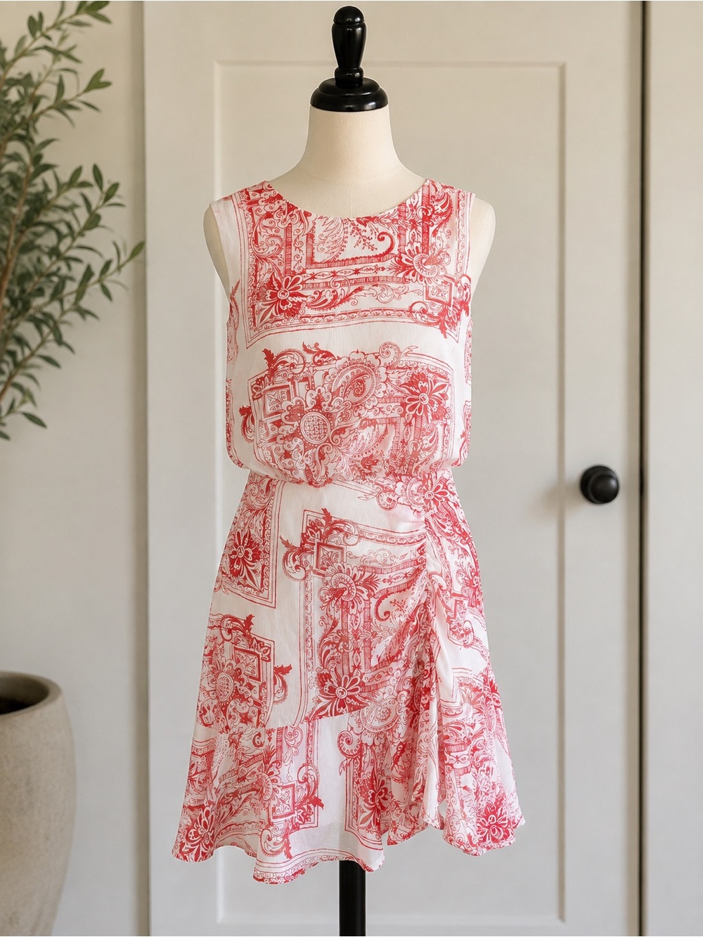 Red Paisley Print Dress